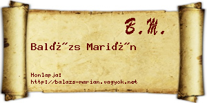 Balázs Marián névjegykártya