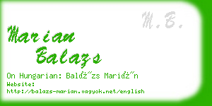 marian balazs business card